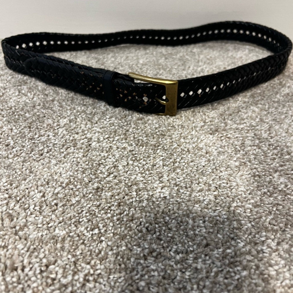 Dockers Black Braided Belt with Gold Buckle